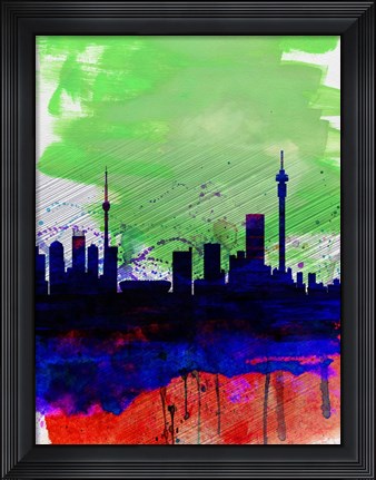 Framed Johannesburg Watercolor Skyline Print