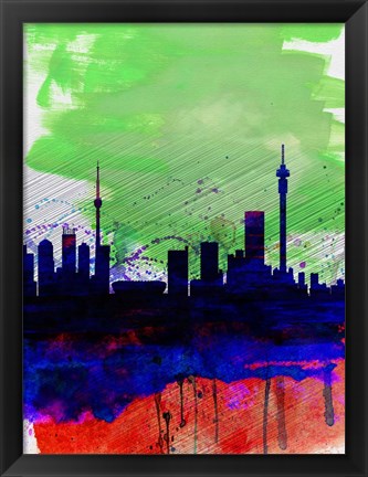 Framed Johannesburg Watercolor Skyline Print