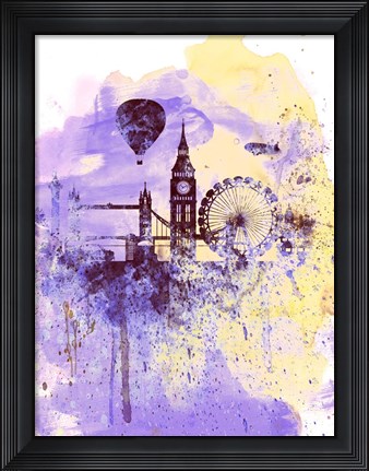 Framed London Watercolor Skyline Print