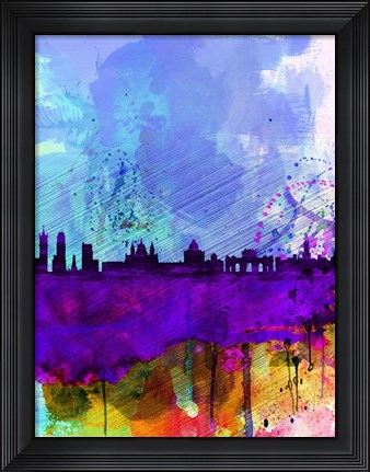 Framed Madrid Watercolor Skyline Print