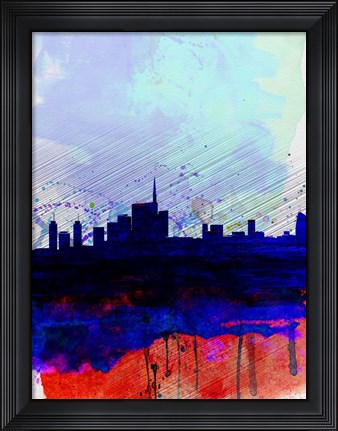 Framed Milan Watercolor Skyline Print