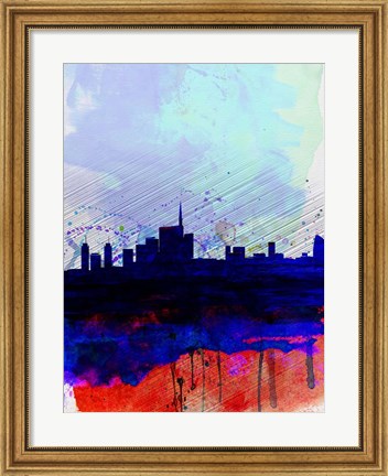 Framed Milan Watercolor Skyline Print