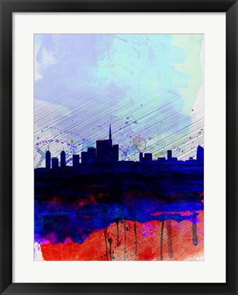 Framed Milan Watercolor Skyline Print