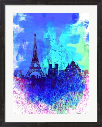 Framed Paris Watercolor Skyline Print