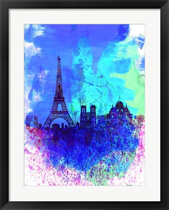 Framed Paris Watercolor Skyline Print