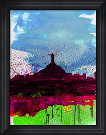 Framed Rio Watercolor Skyline Print