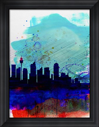 Framed Sydney Watercolor Skyline Print
