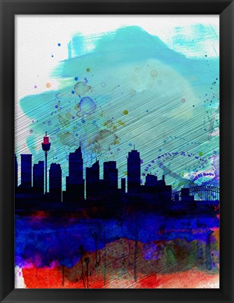 Framed Sydney Watercolor Skyline Print