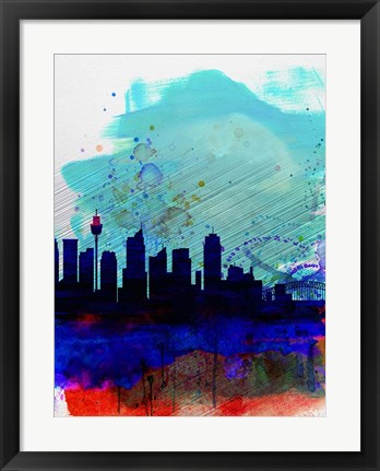 Framed Sydney Watercolor Skyline Print