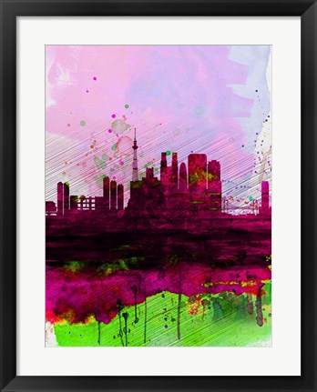 Framed Tokyo Watercolor Skyline Print