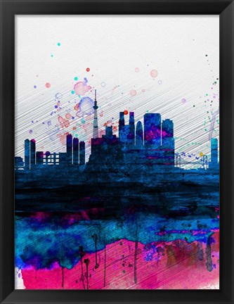 Framed Tokyo Watercolor Skyline Print