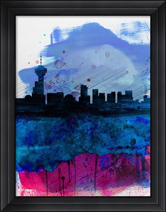 Framed Vancouver Watercolor Skyline Print