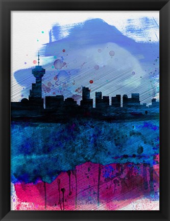 Framed Vancouver Watercolor Skyline Print