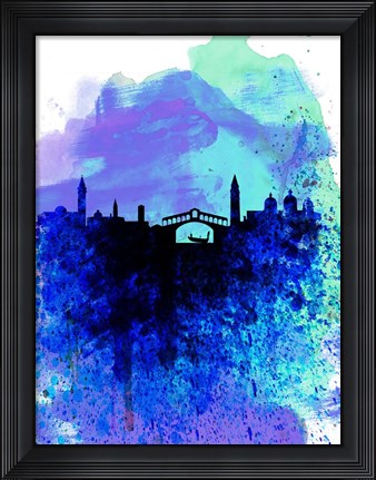 Framed Venice Watercolor Skyline Print