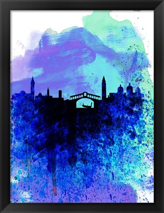 Framed Venice Watercolor Skyline Print