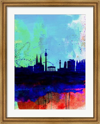 Framed Vienna Watercolor Skyline Print