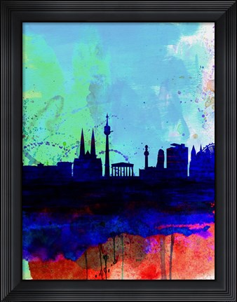 Framed Vienna Watercolor Skyline Print