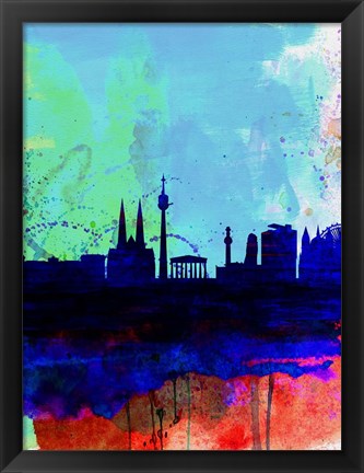 Framed Vienna Watercolor Skyline Print