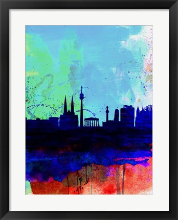 Framed Vienna Watercolor Skyline Print