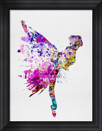Framed Ballerina on Stage Watercolor 3 Print