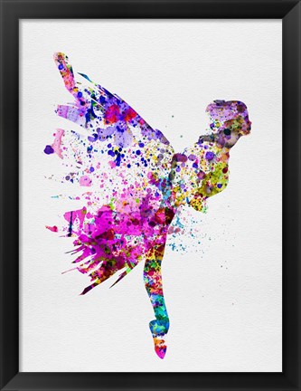 Framed Ballerina on Stage Watercolor 3 Print