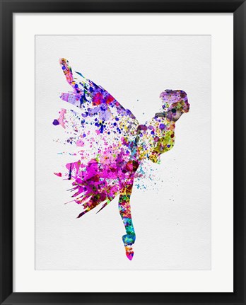 Framed Ballerina on Stage Watercolor 3 Print