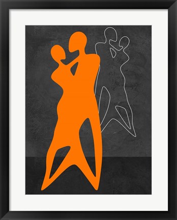 Framed Orange Couple Dancing Print