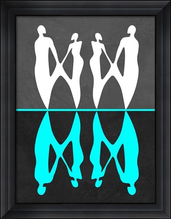 Framed Green and White People Print