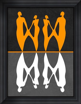 Framed Yellow and White People Print