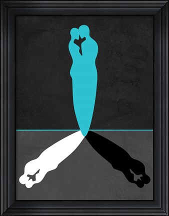 Framed Blue Kiss Shadow Print