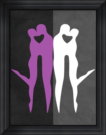 Framed Purple and White Kiss Print