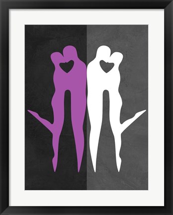 Framed Purple and White Kiss Print