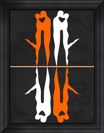 Framed Orange and White Kiss Print