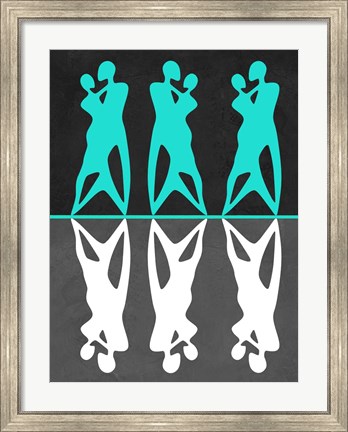 Framed Green and White Couple dancing Print