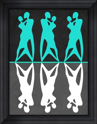 Framed Green and White Couple dancing Print