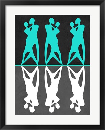 Framed Green and White Couple dancing Print