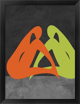 Framed Orange and Green Women Print