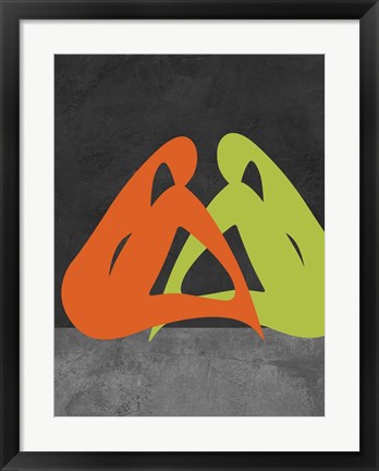 Framed Orange and Green Women Print