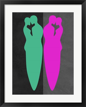 Framed Green and Purple Kiss Print