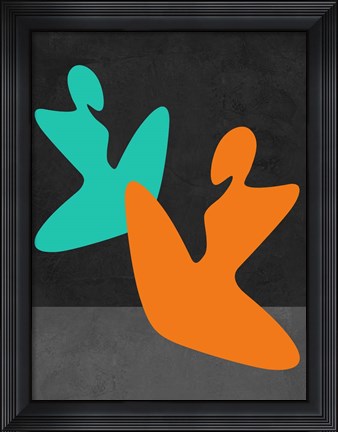 Framed Orange and Blue Girls Print
