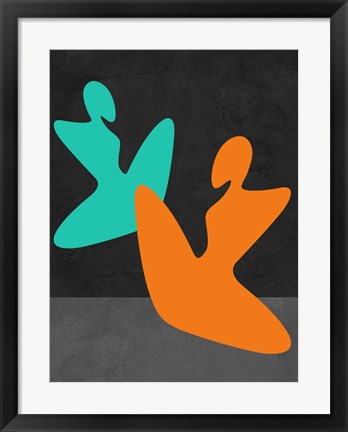 Framed Orange and Blue Girls Print