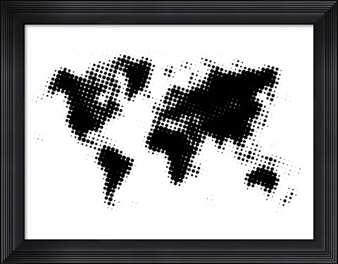 Framed Black Dotted World Map Print