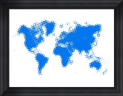 Framed Blue Dotted World Map Print