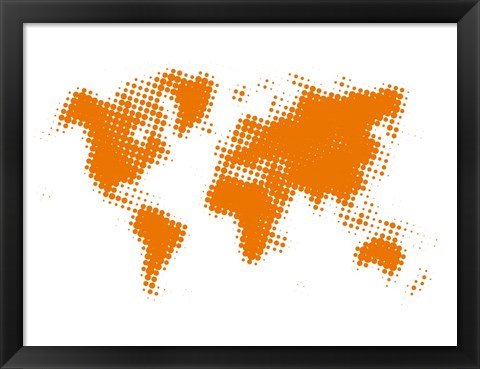 Framed Yellow Dotted World Map Print