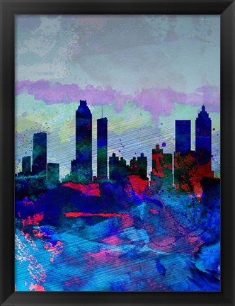 Framed Atlanta Watercolor Skyline Print