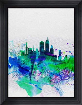 Framed Boston Watercolor Skyline Print