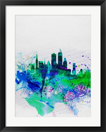 Framed Boston Watercolor Skyline Print