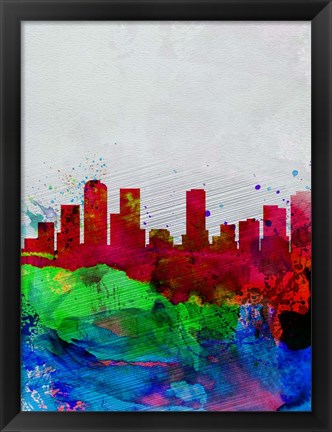 Framed Denver Watercolor Skyline Print