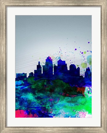 Framed Kansas City Watercolor Skyline Print
