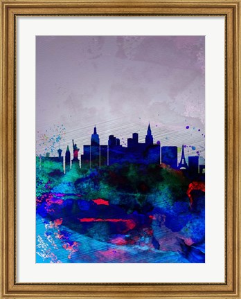 Framed Las Vegas Watercolor Skyline Print